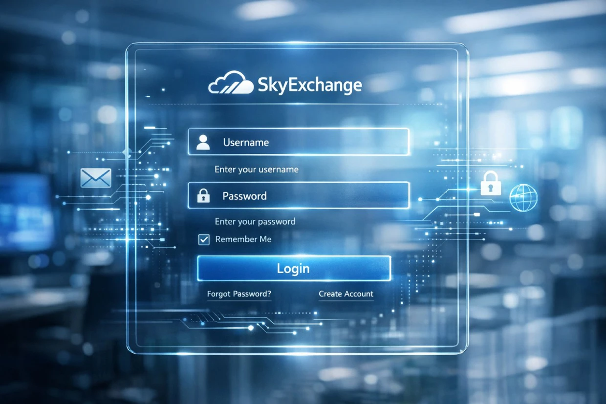 Sky Exchange login screen preview
